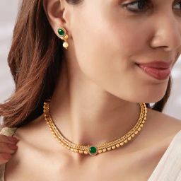 Rubans Gold-Tone Plated Green Set for Women-picture-4
