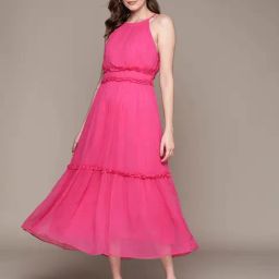 Label Ritu Kumar Fuchsia Fit & Flare Dress-picture-9