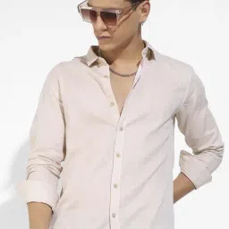 Campus Sutra Beige Cotton Regular Fit Shirt-image-42