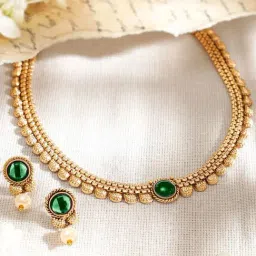 Rubans Gold-Tone Plated Green Set for Women image 2
