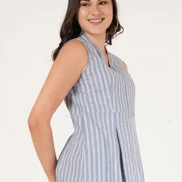 Brownverse Women Vertical Stripes Striped Cotton Regular Top image 2