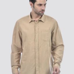 NUMERO UNO Beige Regular Fit Solid Shirt-picture-2