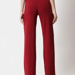 Kotty Maroon Straight Fit Flat Front Trousers image 2