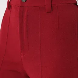 Kotty Maroon Straight Fit Flat Front Trousers image 5