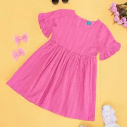 YU by Pantaloons Kids Pink Cotton Flared Fit Dress-image-73