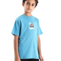 Rare Ones Boys Turquoise Cotton Graphic Print Regular Fit T-Shirt image 3