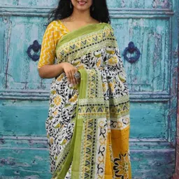 Craft Musium Ethnic Motifs Printed Pure Cotton Saree image 2