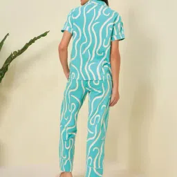 Sweet Dreams Sea Gaze Regular Fit Printed Short Sleeves Nightsuit image 2