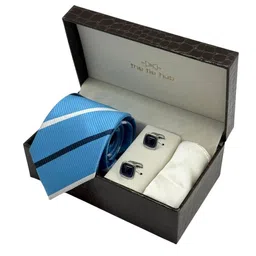 The Tie Hub Men Striped Necktie With Pocket Square & Square Cufflinks Combo Set image 5