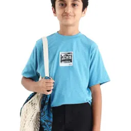 Rare Ones Boys Turquoise Cotton Graphic Print Regular Fit T-Shirt image 5