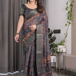 MAHARANI COUTURE Floral Pure Cotton Kanjeevaram Saree image 4