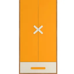 Adona Novara Kids Wardrobe with 2 Drawers and Wooden Handles - Orange-image-29
