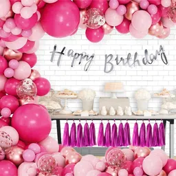 Untumble Cursive Banner Colored Theme Birhtday Decoration With Tassels For kids Pink - Pack of 52-image-43