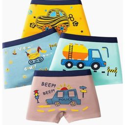ZQBIEE Pack Of 4 Vehicles Theme Printed Skin Friendly Boxers - Multi Colour-picture-1