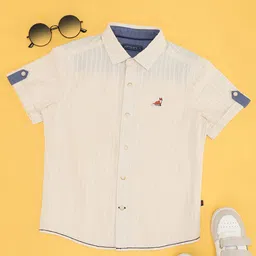 Pantaloons Junior Cotton Half Sleeves Striped Shirt - Off White-picture-16