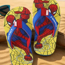 Pine Kids Marvel Slip On Flip Flops With Spiderman Print - Yellow & Blue-image-68
