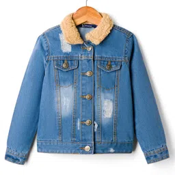 Pine Kids Cotton Woven Full Sleeves Solid Denim Jacket - Blue-image-64