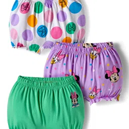 Babyhug Disney Single Jersey Knit Bloomers with Minnie & Friends Graphic Pack of 3 - Green Purple & White-picture-21