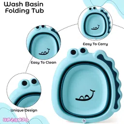 Bembika Baby Wash Basin Foldable Lightweight Portable Multipurpose Wash Basin For Baby Kids - Blue image 2