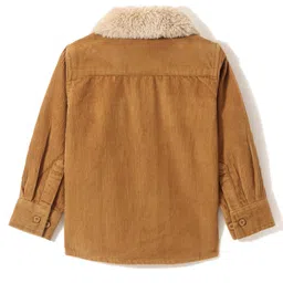 Babyhug Cotton Woven Full Sleeves Solid Colour Corduroy Shirt - Beige image 2