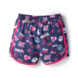 Pine Kids Looper Knit Mid Thigh Length Shorts with Text Print - Navy Blue image 2