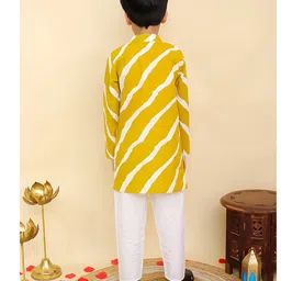 AJ Dezines Cotton Woven Full Sleeves Leheriya Printed Kurta Pyjama Set - Mustard image 3