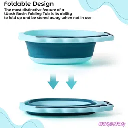 Bembika Baby Wash Basin Foldable Lightweight Portable Multipurpose Wash Basin For Baby Kids - Blue image 3