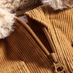 Babyhug Cotton Woven Full Sleeves Solid Colour Corduroy Shirt - Beige image 3