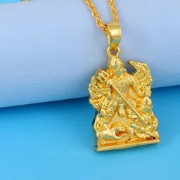 MEMOIR Men Gold-Plated Maa Kaali Durga Contemporary Pendant-picture-38