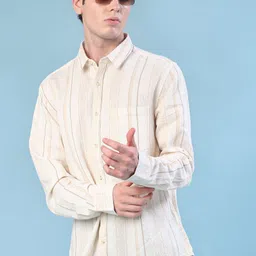 V-Mart Striped Spread Collar Cotton Regular Fit Shirt image 3