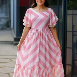 Fashion2wear Print Flutter Sleeve Georgette Fit & Flare Midi Dress-picture-35