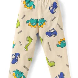 kookie kids india Kookie Kids Single Jersey Knit Full Sleeves Co-Ord Night Suit with Dino Print - Offwhite image 5