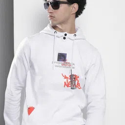 The Indian Garage Co Men White Printed Hooded Sweatshirt-picture-37