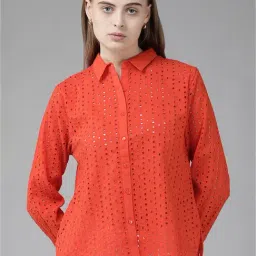 Van Heusen Orange Cotton Regular Fit Shirt-image-89