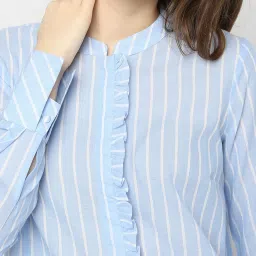 Vero Moda Blue Cotton Striped Shirt image 5