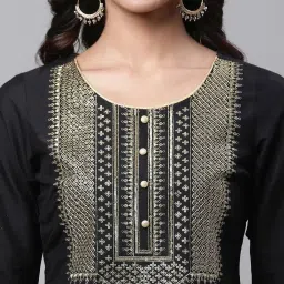 Aurelia Black Embroidered Straight Kurta image 5