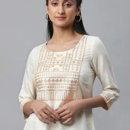 Aurelia Cream Embroidered Straight Kurti image 5