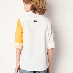 Jack & Jones Junior White & Yellow Printed Full Sleeves Shirt image 2