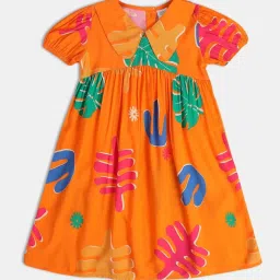 MINIKLUB Kids Orange Printed Dress image 2