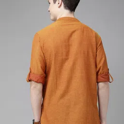 Anouk Men Rust Orange Woven Design Straight Kurta image 4