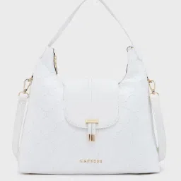 Caprese White Textured Medium Hobo Handbag-image-1