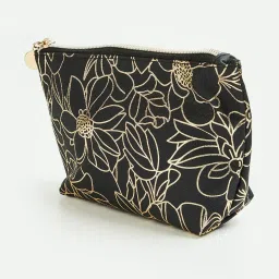 Ginger by Lifestyle Black & Golden Printed Free Size Toiletry Pouch image 2