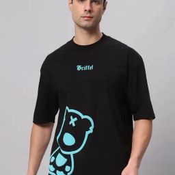 Griffel Black Cotton Loose Fit Printed T-Shirt-picture-39