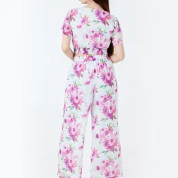 Zink London White & Pink Floral Print Co-Ord Set image 2