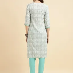 Rangita Light Blue Printed Kurta Pant Set image 2