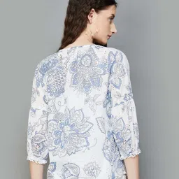 Colour Me by Melange White Cotton Printed Top image 2