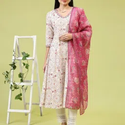W Pink Printed Dupatta image 2