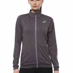 Asics Grey Textured Pattern Sports Jacket-picture-1