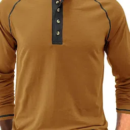StyleCast x Revolte Men Solid Henley Neck Cotton T-shirt-picture-30