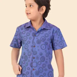 Fabindia Boys Spread Collar Geometric Printed Geometric Print Cotton Casual Shirt-picture-27